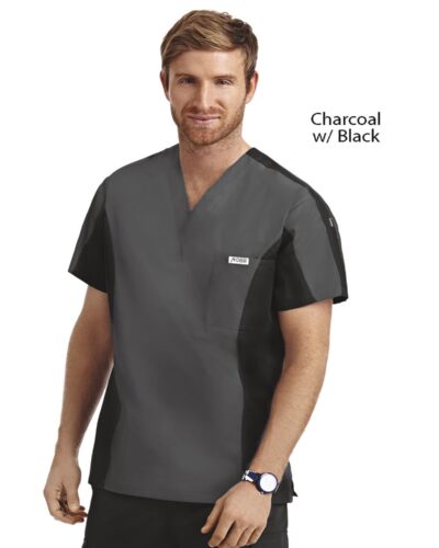 Promotional Products, Spiritwear, Safety Wear, Uniforms, Linen, Hospitality and Healthcare Supplies 36 Men's Two Tone Scrub Top