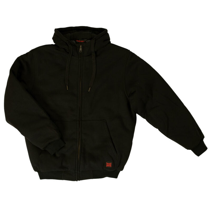 WJ08 BLACK F Tough Duck Mens Insulated Hoodie Black Front