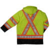 S176 FLGR B Work King Safety by Tough Duck Mens Lined Safety Parka Fluorescent Green Back