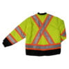 S187 FLGR BL Work King Safety by Tough Duck Mens 4 in 1 Waterproof Breathable Safety Jacket Fluorescent Green Back Liner