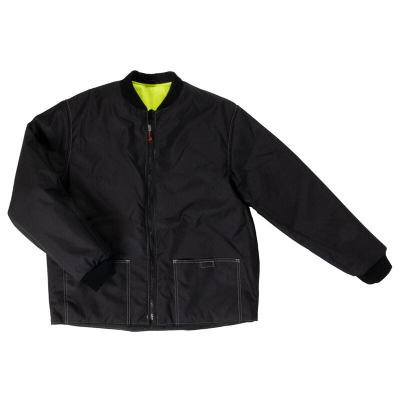 S187 FLGR FLR Work King Safety by Tough Duck Mens 4 in 1 Waterproof Breathable Safety Jacket Fluorescent Green Front Liner Reversed