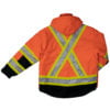 S187 FLOR B Work King Safety by Tough Duck Mens 4 in 1 Waterproof Breathable Safety Jacket Fluorescent Orange Back