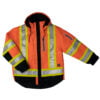 S187 FLOR F Work King Safety by Tough Duck Mens 4 in 1 Waterproof Breathable Safety Jacket Fluorescent Orange Front