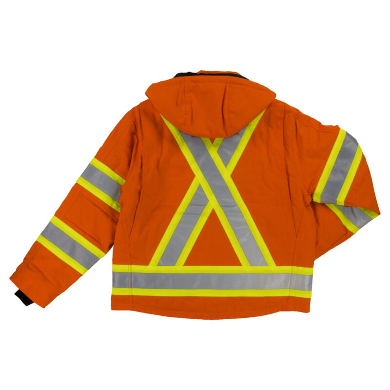 S457 ORANGE B Tough Duck Mens Cotton Duck Safety Hi Vis Jacket Orange Mining Back 1