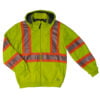 SJ16 FLGR F Work King Safety by Tough Duck Mens Thermal Lined Hoodie Fluorescent Green Front